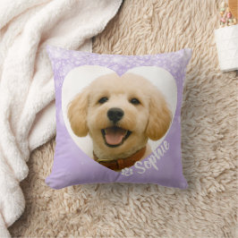 Pet Dog Cat Custom Photo Purple Memorial Keepsake Kissen