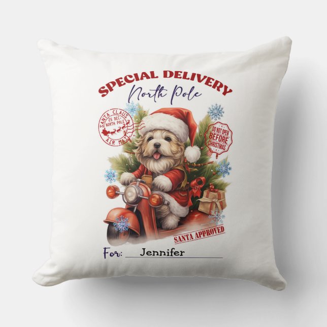 Pet Dog Cute Puppy Christmas Throw Pillow Kissen (Vorderseite)