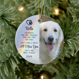 Pet Dog Memorial Goodbye Zitat Foto Rainbow Keramik Ornament
