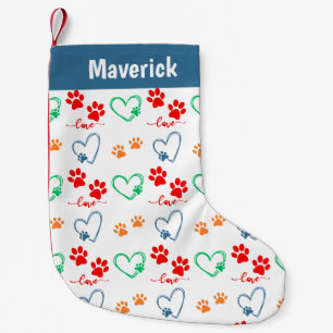 Pet Dog Paw Prints Personalisiert Kleiner Weihnachtsstrumpf