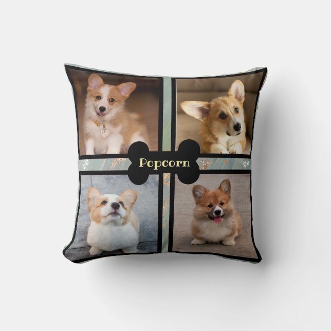 Pet dog photo collage - green  kissen (Vorderseite)