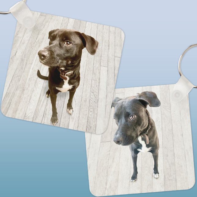 Pet Dog Two Photo Schlüsselanhänger (Two photo double sided dog or pet keyring keychain)