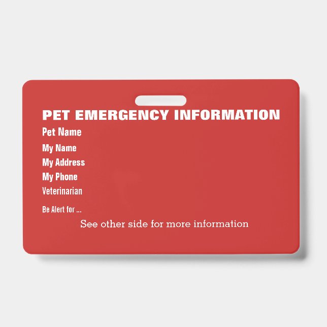 Pet Emergency Information Card v5 Ausweis (Vorderseite)