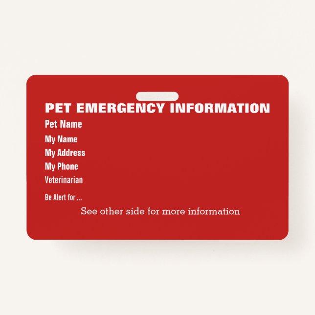 Pet Emergency Information Card v5 Ausweis (Vorderseite)