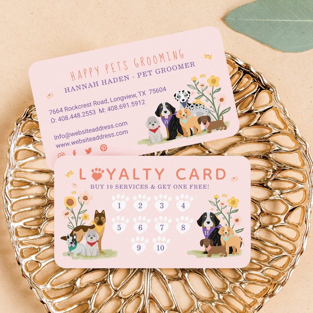 Pet Family Pet Care & Grooming Paw Print Loyalty Visitenkarte (Von Creator hochgeladen)