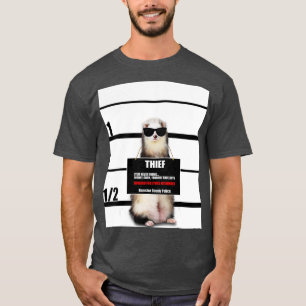 Pet Ferret Funny Ferret Dieb Mugshot Geschenk T-Shirt
