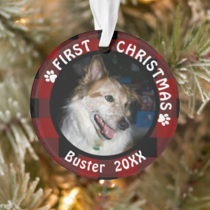 Pet FIRST CHRISTMAS 2 Photo Rouge & Noir Plaid