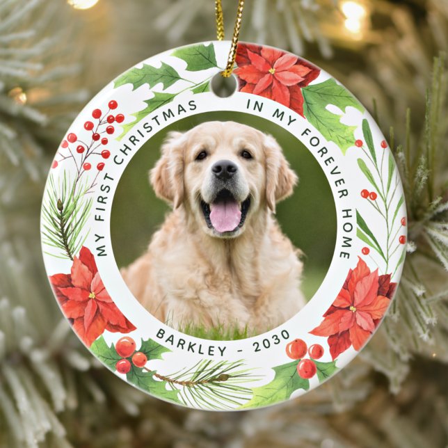 Pet First Christmas Forever Zuhause Wreath Dog Fot Keramik Ornament (Von Creator hochgeladen)
