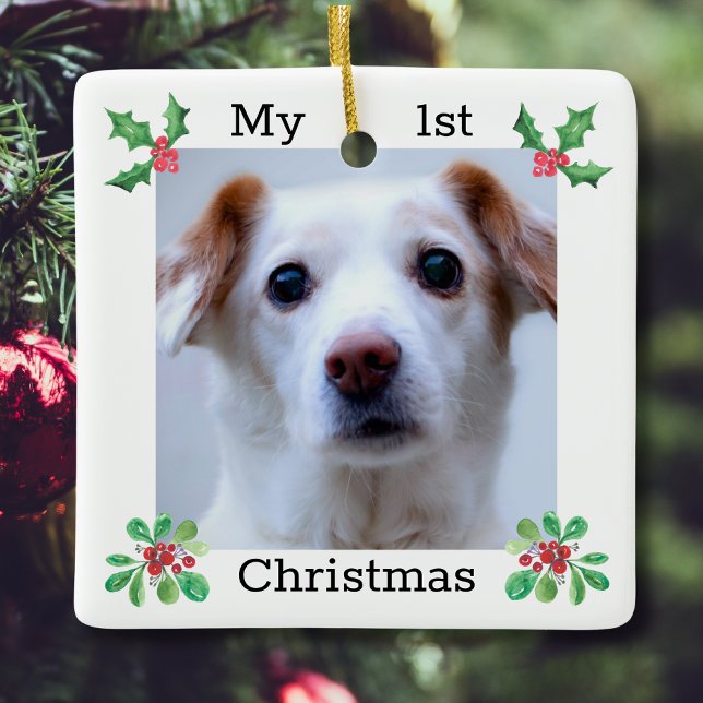 Pet First Christmas Foto Keramikornament (Von Creator hochgeladen)