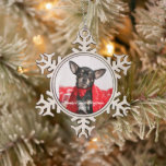 Pet First Christmas Schneeflocken Zinn-Ornament<br><div class="desc">Begleiter erste Weihnachts-Foto Weihnachtsschmuck. Bildvorlage über Pixabay,  lizenziert unter CC0 und muss durch eigene Foto ersetzt werden</div>