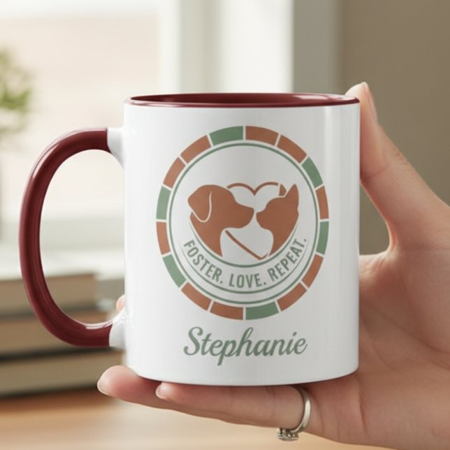 Pet Foster Parent Mug - Dog Cat Heart Design Tasse (Pet foster coffee mug)