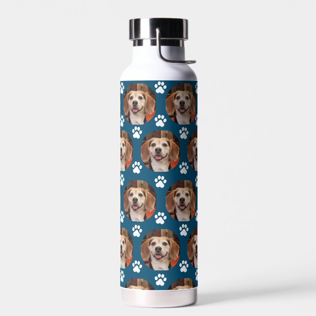 Pet Foto Aquamarin Cat Dog Paw Druckmuster Trinkflasche (Links)