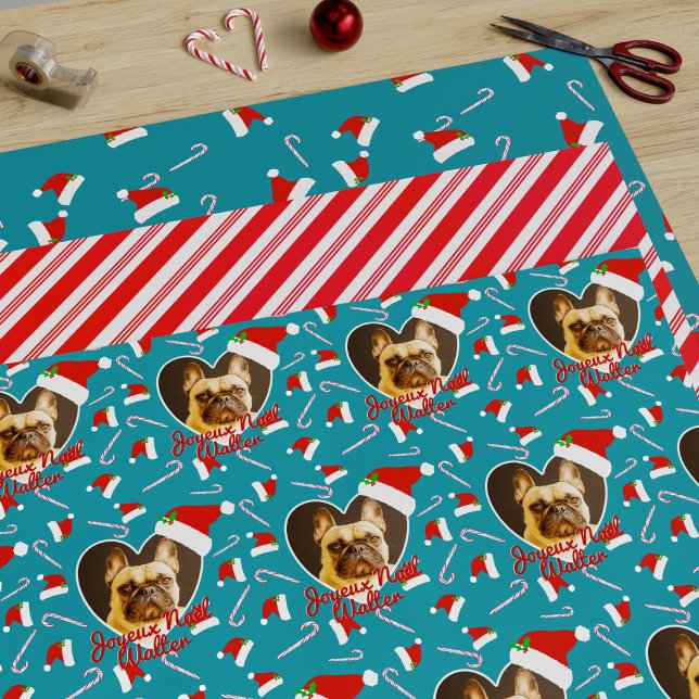 Pet Foto Aquamarine Weihnachtswrapping Papier Blät (Upload your pup's photo and wish him (or her) Happy Howlidays from me!)