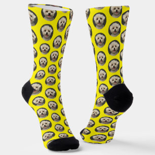 Pet Foto Bright Yellow Trendy Custom Socken