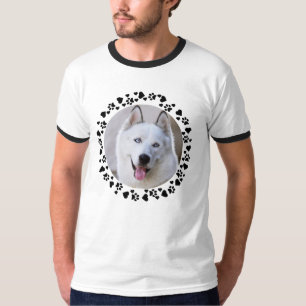 Pet-Foto-Dog-Paw-Drucke in Herz-Rahmen anpassen T-Shirt