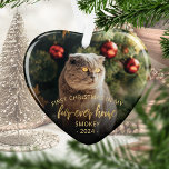 Pet Foto First Christmas Forever Zuhause Gold Scri Ornament<br><div class="desc">Gedenken Sie die ersten Weihnachten Ihres Haustieres in ihrer neuen Zuhause mit diesem wunderschönen, herzförmigen Keepsake-Ornament. Der Text lautet "Erste Weihnachten in meinem Pelz-Zuhause", mit dem Wort "Pelz-je-Zuhause" in der eleganten Imitat-Folienskript. Ersetzen Sie das Beispielbild durch ein Foto Ihrer Katze oder Ihres Hundes und fügen Sie ihren Namen und das...</div>