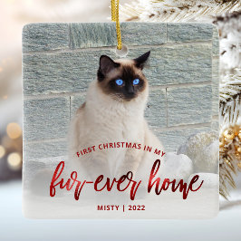 Pet Foto First Christmas Forever Zuhause Red Keramikornament