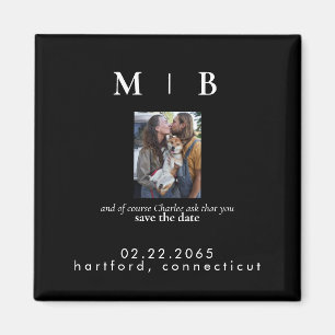 Pet Foto Monogram Black Save the Date Hochzeit Magnet