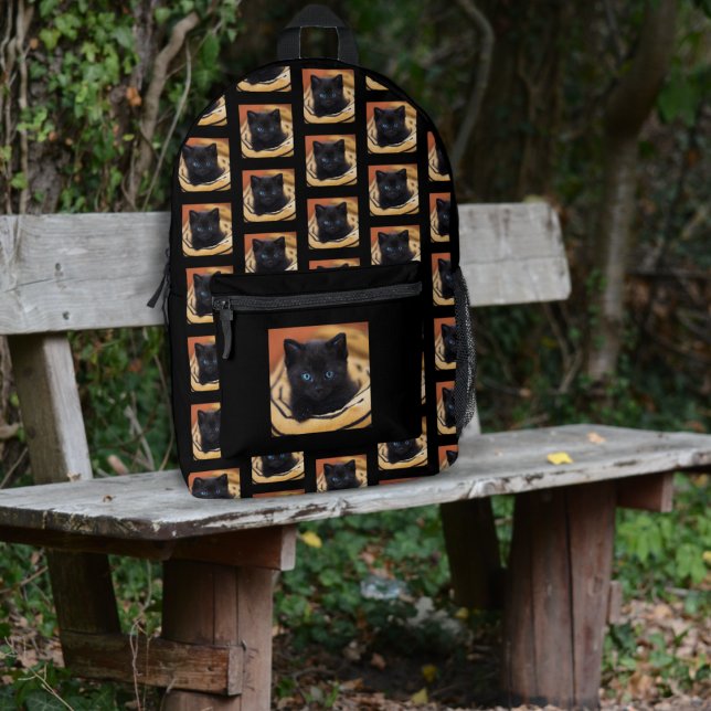 Pet Foto Pattern Black Backpack Bedruckter Rucksack (Von Creator hochgeladen)
