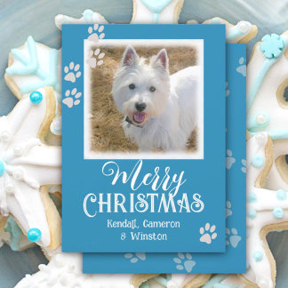 Pet Foto Paw Prints Frohe Weihnachtskarten Einladung