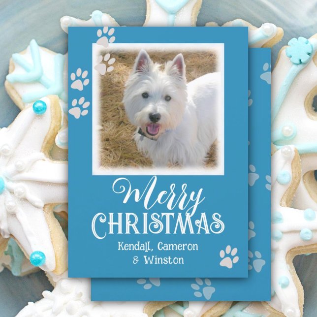 Pet Foto Paw Prints Frohe Weihnachtskarten Einladung (Von Creator hochgeladen)
