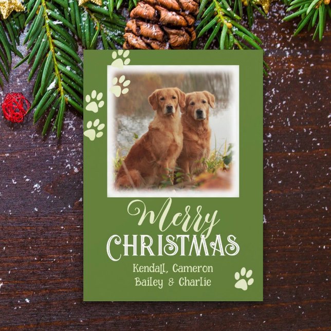 Pet Foto Paw Prints Frohe Weihnachtskarten Einladung (Von Creator hochgeladen)