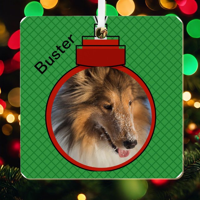 Pet Foto Template mit Namen Weihnachten Leicht Ich Ornament Aus Metall (Von Creator hochgeladen)