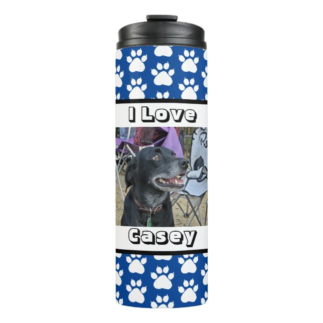 Pet-Foto und Paw-Druck Thermosbecher (Vorderseite)