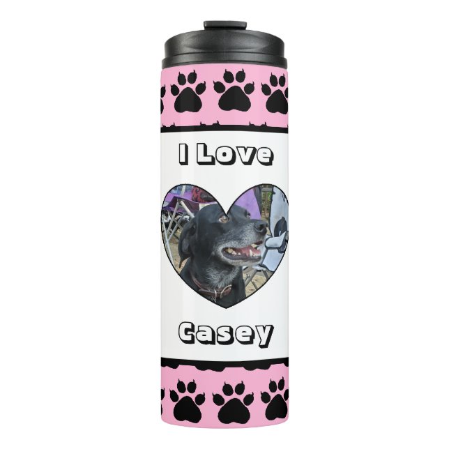 Pet-Foto und Paw-Druck Thermosbecher (Vorderseite)