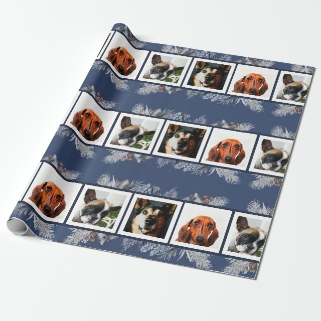 Pet Foto Watercolor Winter Thema Geschenkpapier (Ungerollt)