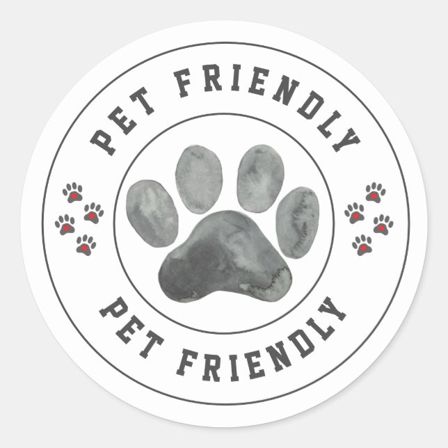 Pet Friendly Aquarellpfanne Runder Aufkleber (Vorderseite)