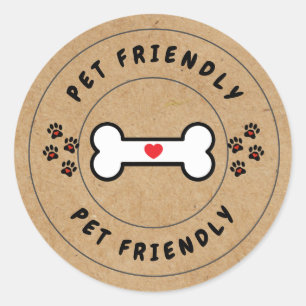 Pet Friendly Kraft Label mit Knochen Runder Aufkleber