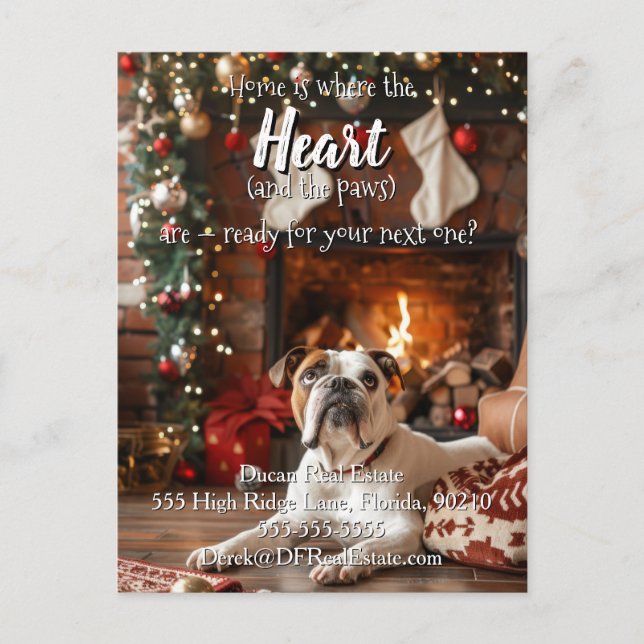 Pet-Friendly Real Estate Christmas dog  Postkarte (Vorderseite)