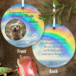 Pet Gedenkstätte Regenbogenbrücke Foto & Pfotenabd Ornament Aus Metall