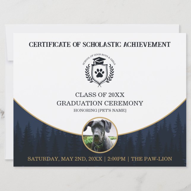 Pet Graduation Certificate Dog Training Diploma (Vorderseite)