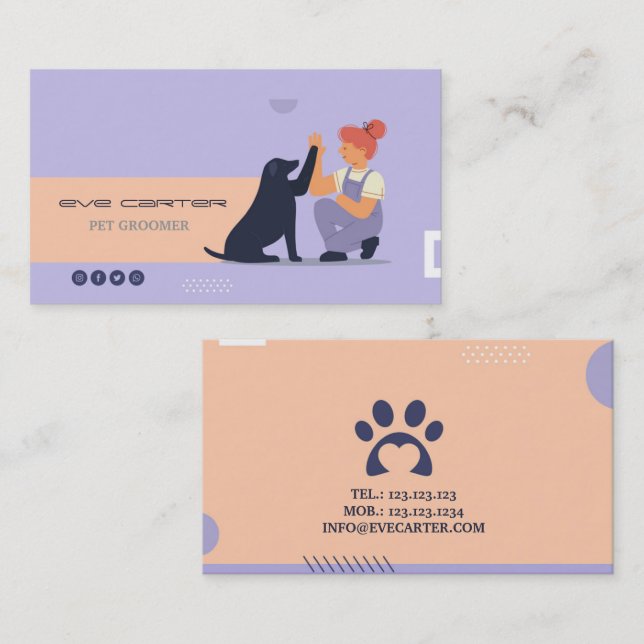 Pet Groomer / Berufliche Pflegekarte Visitenkarte (Vorne/Hinten)