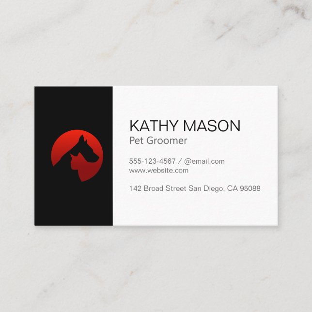 Pet Groomer | Cat Dog Care Visitenkarte (Vorderseite)