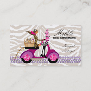 Pet Grooming Carte de visite Zebra Scooter Cupcake