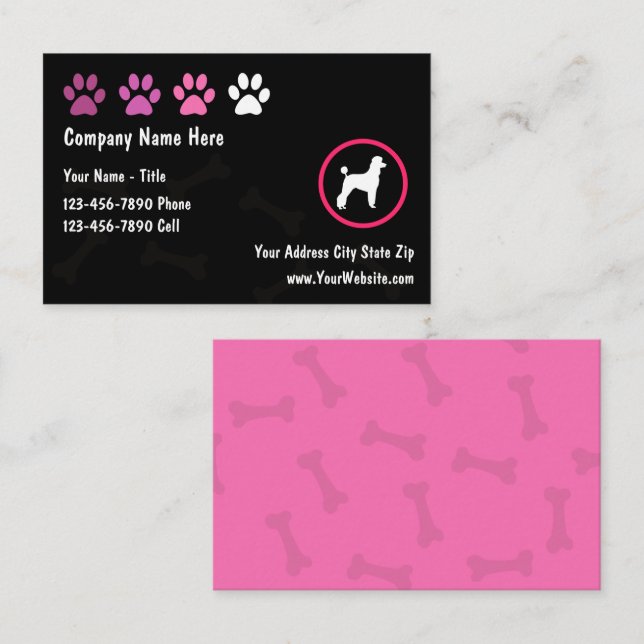 Pet Grooming Coole, trendige Visitenkarten Visitenkarte (Vorne/Hinten)
