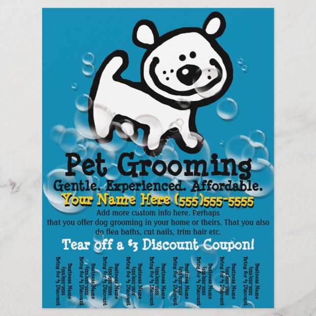 Pet Grooming. Maßgeschneidertes Werbeband Flyer (Vorne)