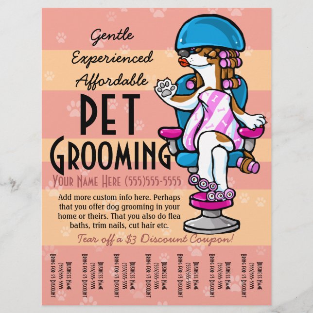 Pet Grooming. Maßgeschneidertes Werbeband Flyer (Vorne)