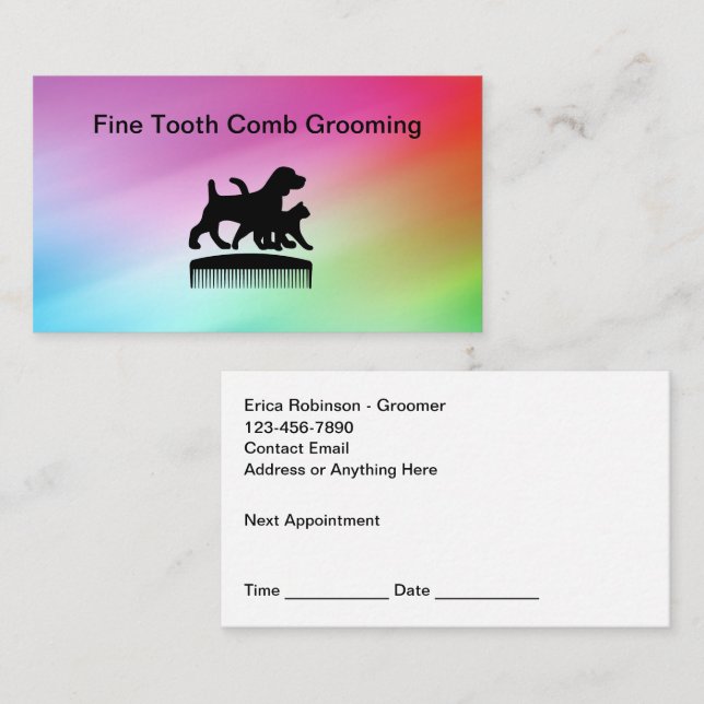 Pet Grooming Moderne Simple Cartes de rendez-vous (Devant / Derrière)