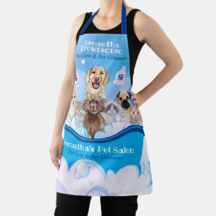 Pet Grooming Navy Blue Bubble Dogs Cats Spa Schürze