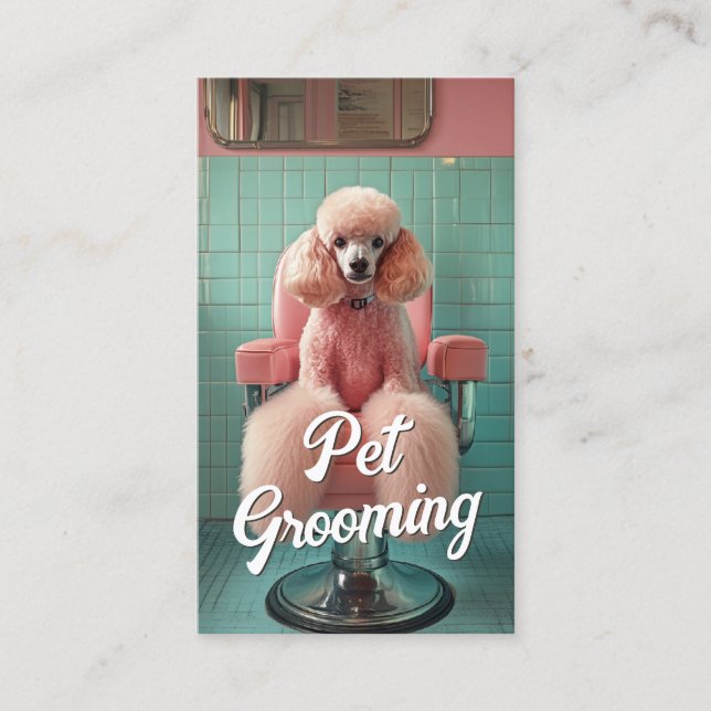 Pet Grooming Salon Care Boutique Poodle Portrait Visitenkarte (Vorderseite)