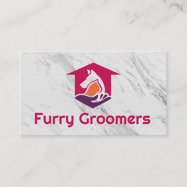 Pet Grooming | Scissors | Cute Dog Cat Visitenkarte (Vorderseite)