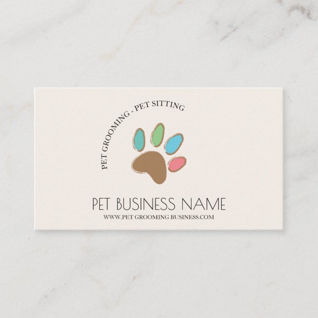 Pet Grooming Sitting Hund Katzen Paw Visitenkarte (Vorderseite)
