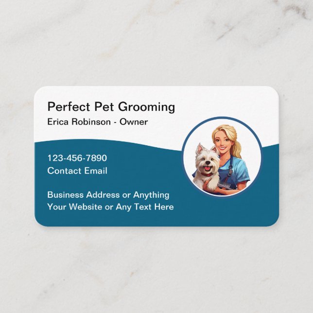 Pet Grooming Trendy Business Cards Visitenkarte (Vorderseite)