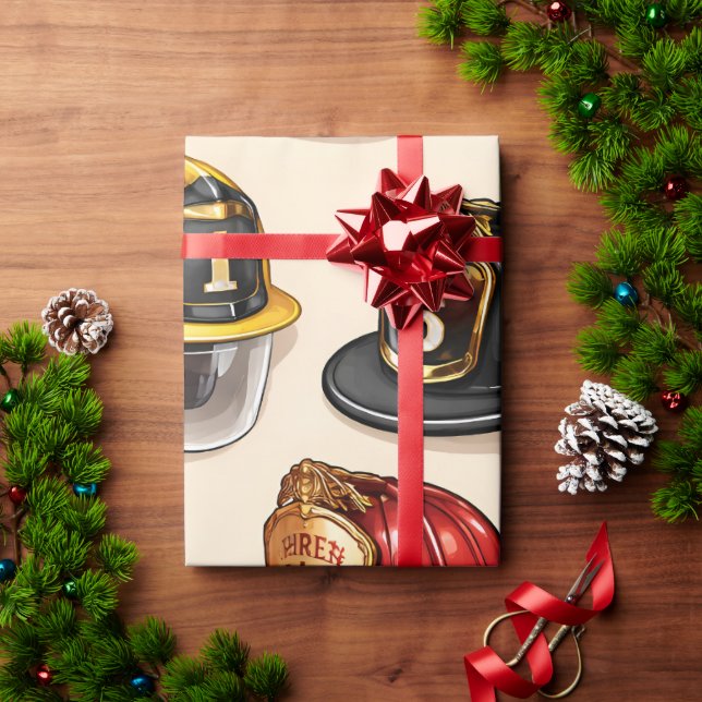 Pet helmet pattern fire station wrap geschenkpapier (Feiertagsgeschenk)