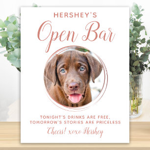 Pet Hochzeit Open Bar Dog Foto Rose Gold Drinks Poster