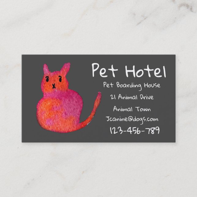 Pet Hotel Boarding Cat Art beruflich Visitenkarte (Vorderseite)